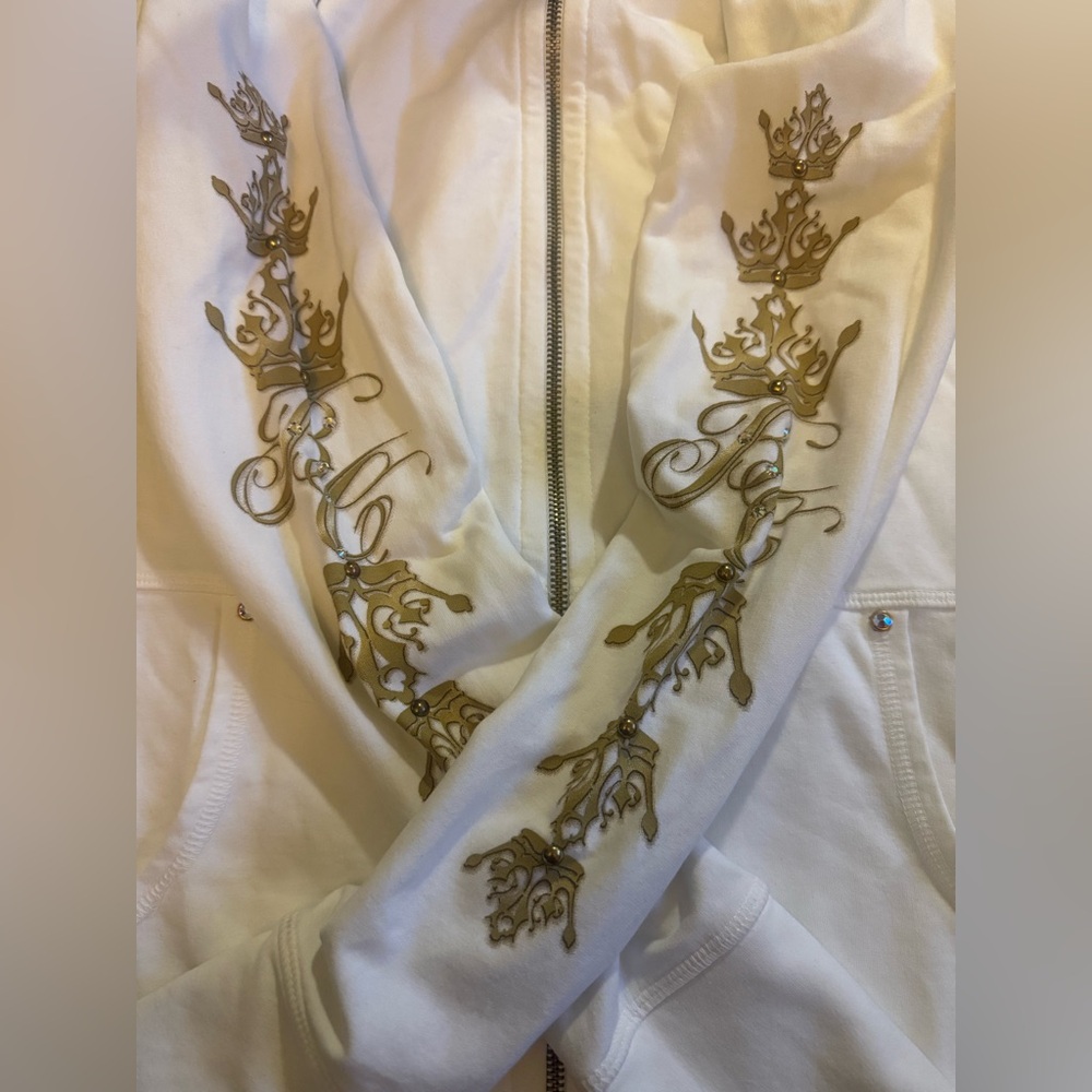 Track set-zip up hoodie and matching pants with good crystal and stud detail